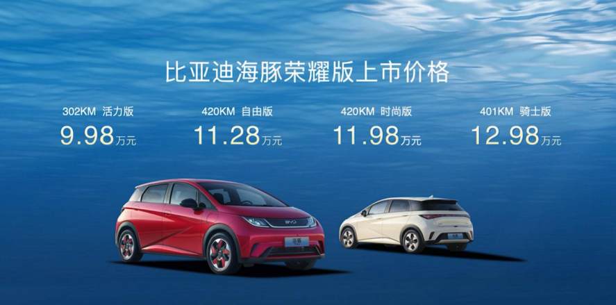 增配降价，比亚迪海豚荣耀版正式上市，9.98万元起