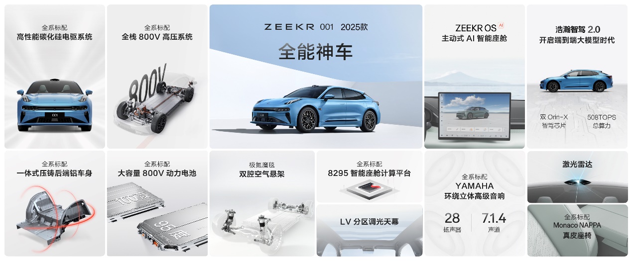 售价20.99万元起!2025款极氪001、极氪007全能上市